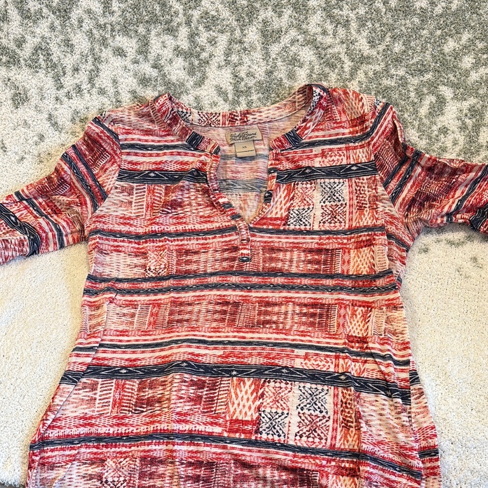 Lucky Brand XS Striped Patriotic Western Styled Women's Top Resale